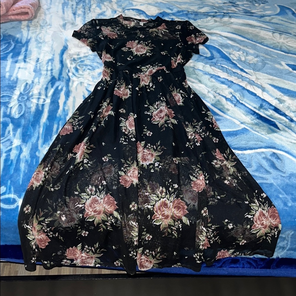 Floral Black Kids Dress